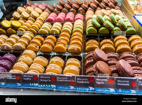 Paris, France, Detail, Macaroons Pastries on Display in French Stock ...