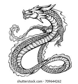 Vector Illustration Black Chinese Dragon Long Stock Vector (Royalty Free) 709644262 | Shutterstock