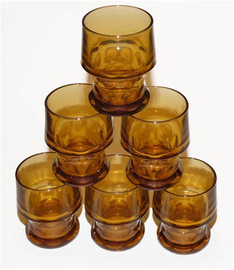 Set of 6 Vintage Libbey Glassware Amber Topaz 9.25 Oz Water