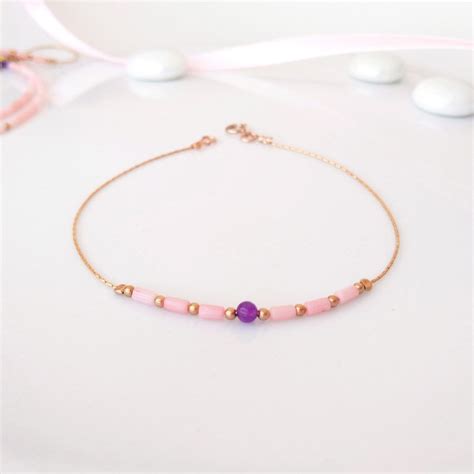 Rose gold filled amethyst stacking bracelet - NicteShop