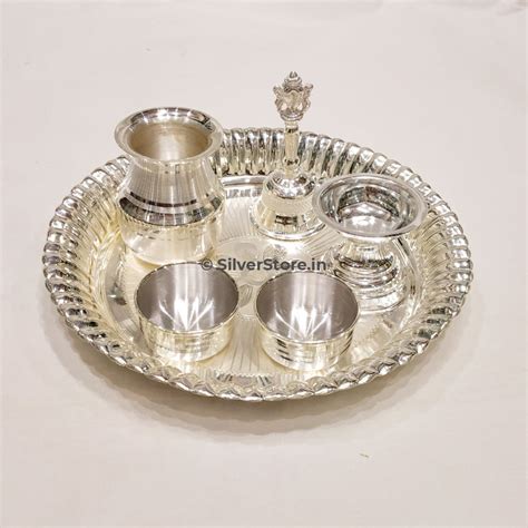 Silver Pooja thali - pack of 6 items – SilverStore.in