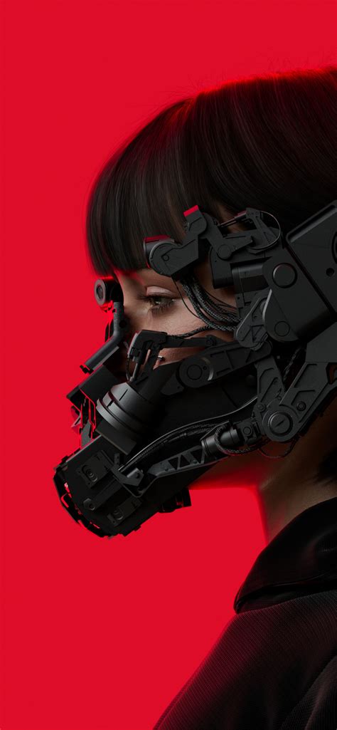 Cyberpunk Wallpaper 4K, Red background, girl, Futuristic