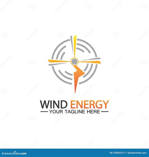 Wind Energy Logo. Renewable Energy Icon with Wind Turbines and Thunder Bolt Isolated on White ...