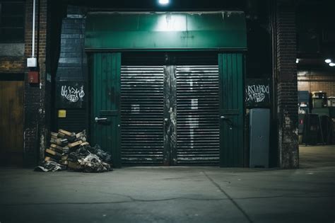 Premium Photo | An empty warehouse with graffiti on the walls