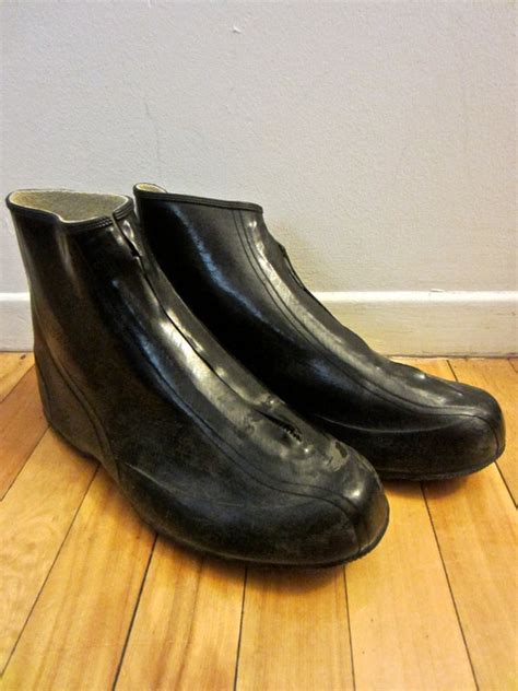 1950s Mens Black Galoshes // Rain Boots // Over Shoes