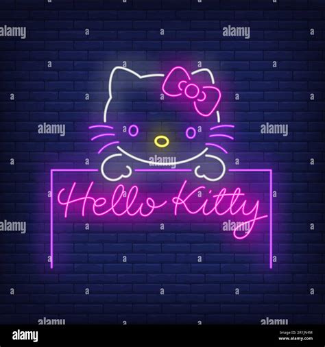 Cute kitten peeping out of neon lettering Stock Vector Image & Art - Alamy