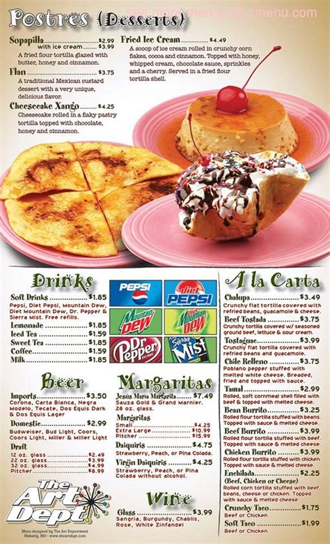 Menu at Santa Fe Mexican Restaurant, Moberly