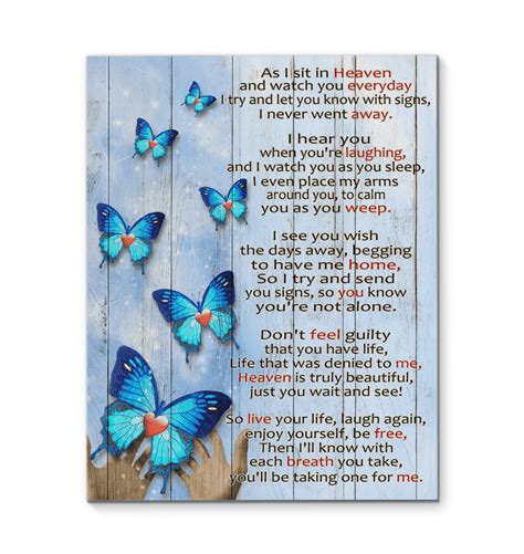 Butterfly As I Sit In Heaven Special Custom Design Canvas Gift ...