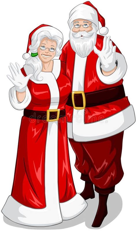 Santa and Mrs Claus Waving Hands for Christmas Stock Vector ...