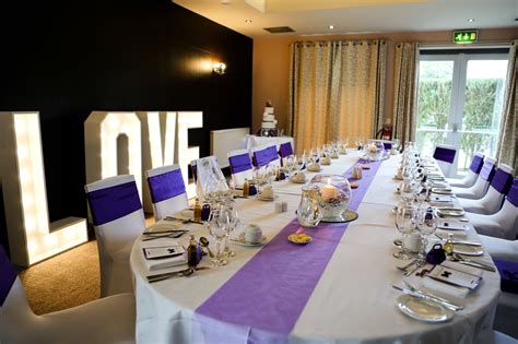 Cadbury Purple themed wedding reception at Smiths Hotel Gretna Green ...