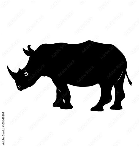 rhino silhouette. black and white vector image Stock Vector | Adobe Stock