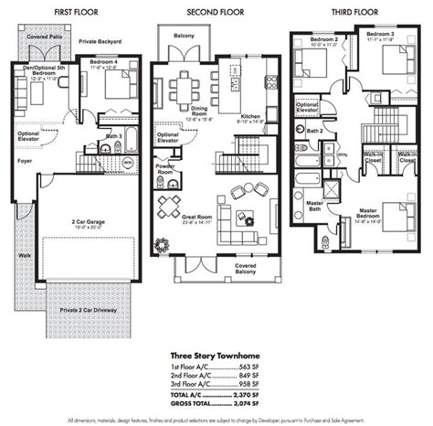 Three Story Townhome Floor Plan