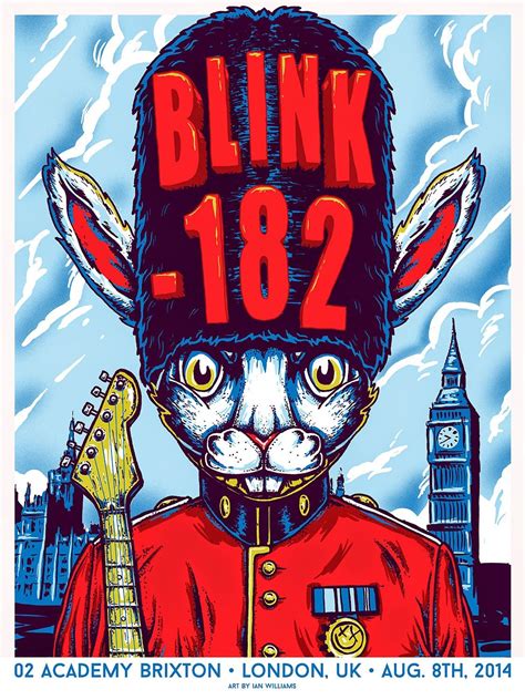 blink 182 London Poster by Ian Williams On Sale Details | London poster, Blink 182, Rock poster art