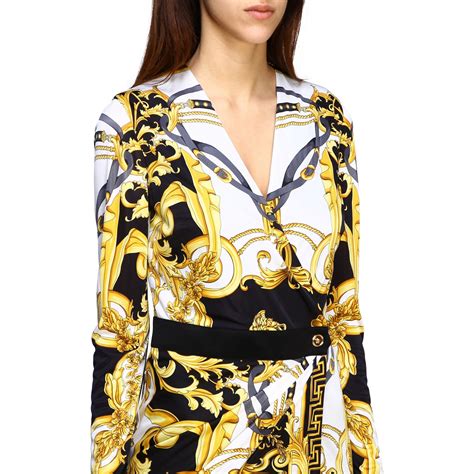 Versace Outlet: jersey dress with baroque print | Dress Versace Women White | Dress Versace ...