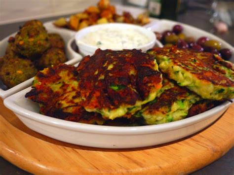 Spicy Courgette Fritters with Lime and Coriander Tzatziki ~ Hef's kitchen