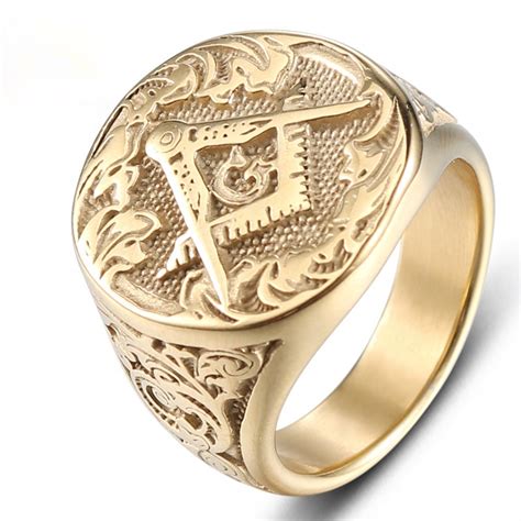 Vintage Freemason Stainless Steel Gold Plated Customized Jewelry ...