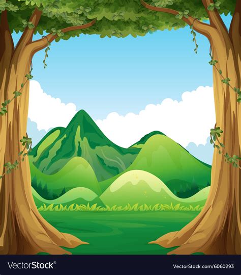 Nature scene with hills background Royalty Free Vector Image