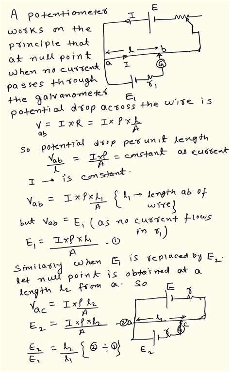 State the working principle of a potentiometer Draw a circuit diagram ...