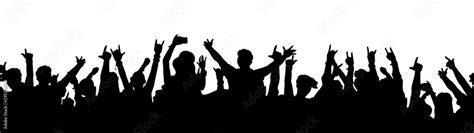 Black music fan crowd silhouette - cartoon people cheering at rock concert Stock Vector | Adobe ...