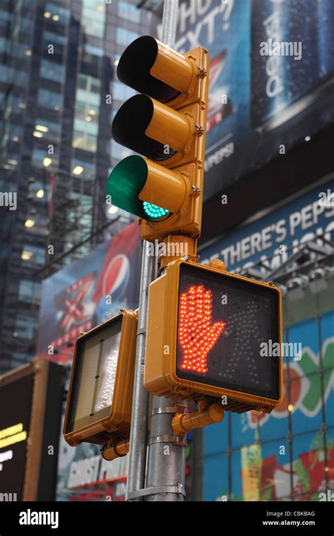 Pedestrian traffic light, Times Square, Manhattan, New York City, NYC, USA Stock Photo - Alamy