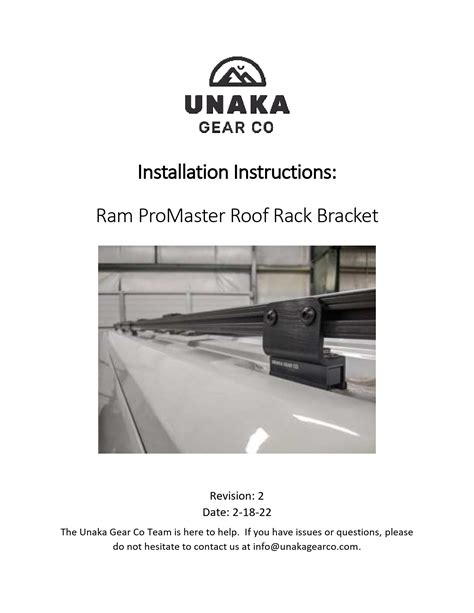 Ram ProMaster Roof Rack Bracket Installation Manual | Unaka Gear Co