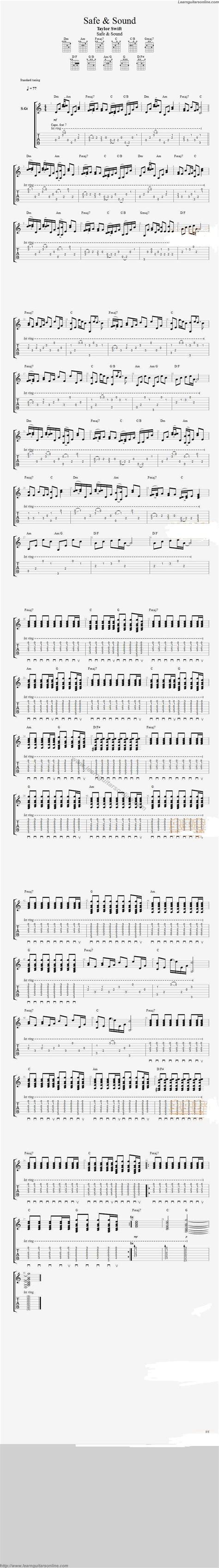 The Civil Wars-Safe and Sound from The Hunger Games by Taylor Swift Guitar Tabs Chords Sheet ...