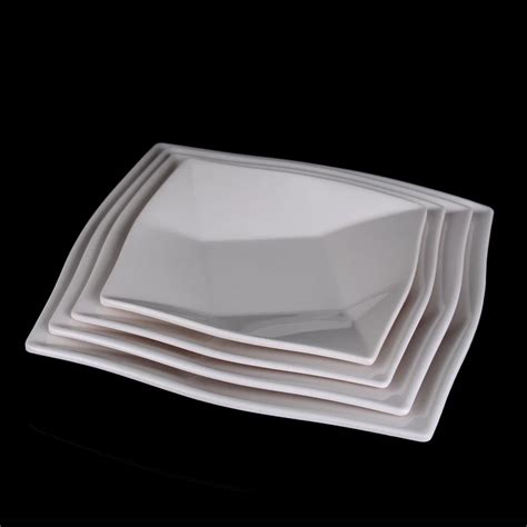 Plastic Square Dinner Plates Melamine Tableware Irregular Plain White ...