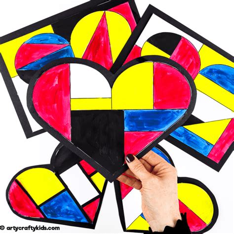 Mondrian Heart Art for Kids - Arty Crafty Kids