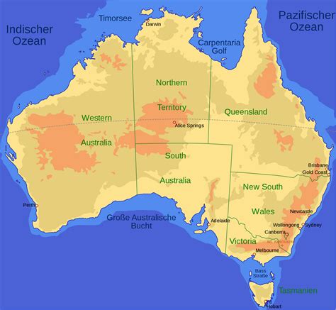 Australien Karta över Region Politiska