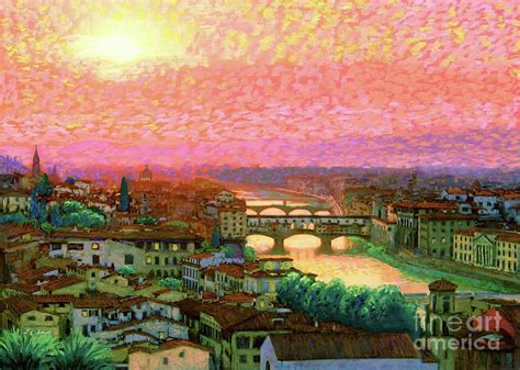 Ponte Vecchio Sunset Florence Painting by Jane Small