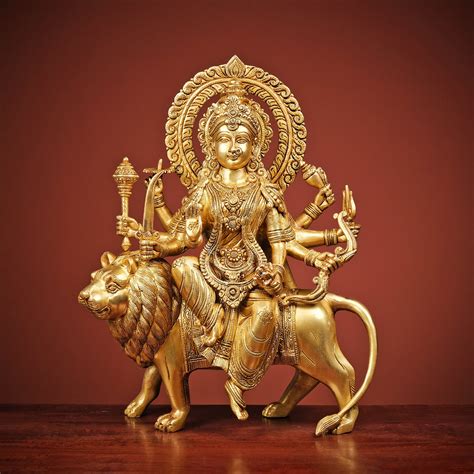 Goddess Durga Statue on Lion for Home Temple – Ekaa Handicrafts