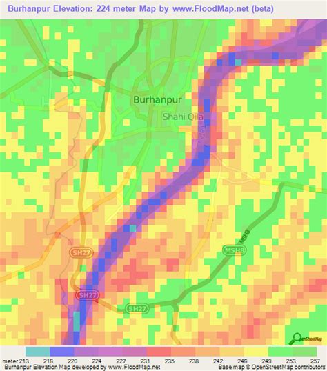 Elevation of Burhanpur,India Elevation Map, Topography, Contour