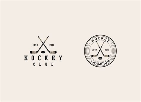 Ice Hockey league. Vintage hockey emblem with hockey cues. Logo ...