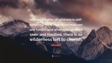 Aldo Leopold Quote: “All conservation of wildness is self-defeating, for to cherish we must see ...