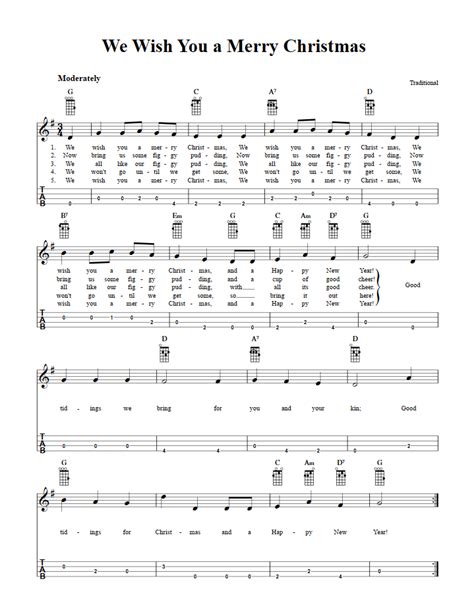 We Wish You a Merry Christmas - Easy Baritone Ukulele Sheet Music and ...