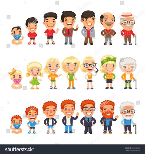 Three Characters Generations Different Ages Man Stock Vector (Royalty ...