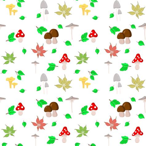 Seamless background with mushrooms and leaves Autumn vector 2451435 ...