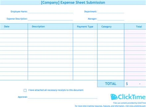 Expense Report Template | Track Expenses Easily In Excel | Clicktime ...