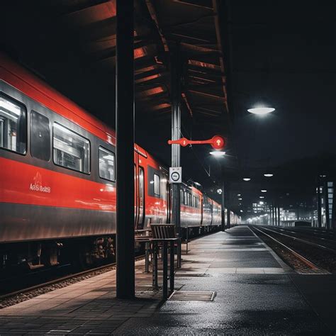 Premium Photo | Train in a station at night