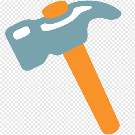 Emoji Hammer and pick Unicode Android, hammer, angle, hand, orange png | PNGWing