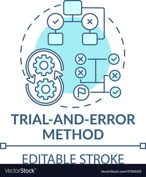 Trial and error method blue concept icon Vector Image