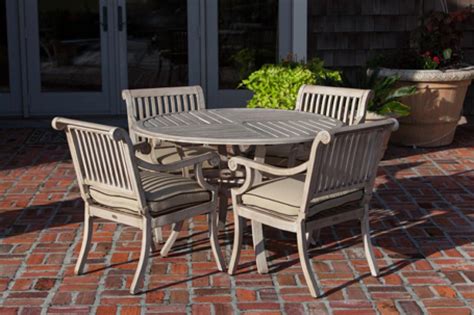 Aged Teak Wood Finish Aluminum Patio Dining Set | Well Traveled Living