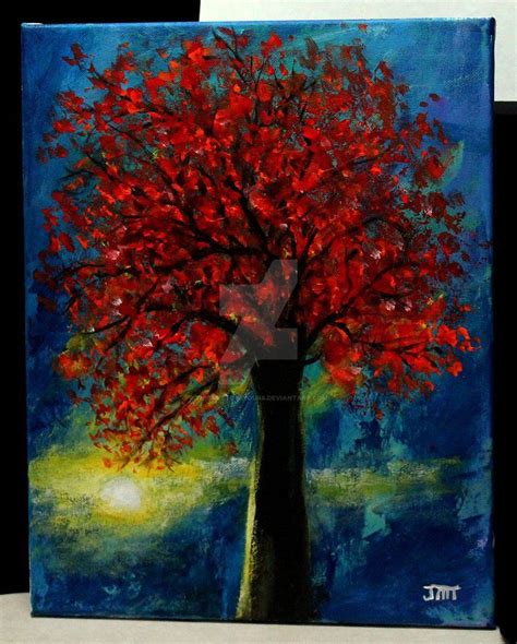 Sunset Tree Original, Acrylic painting on 11" x 14" stretched canvas ...