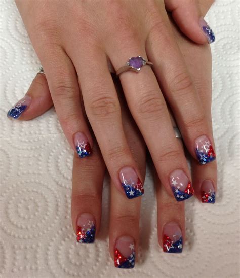 American Red, white & blue Gel Nails by Janee Tittensor @ www.awildhairsalonreno.com | Blue gel ...