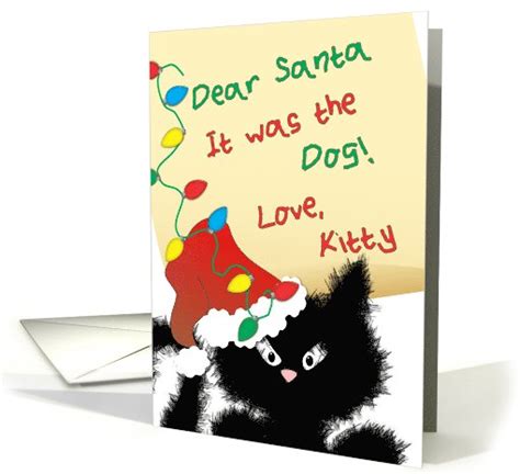 Funny Black Cat - Dear Santa It was the Dog Christmas card (1047891)