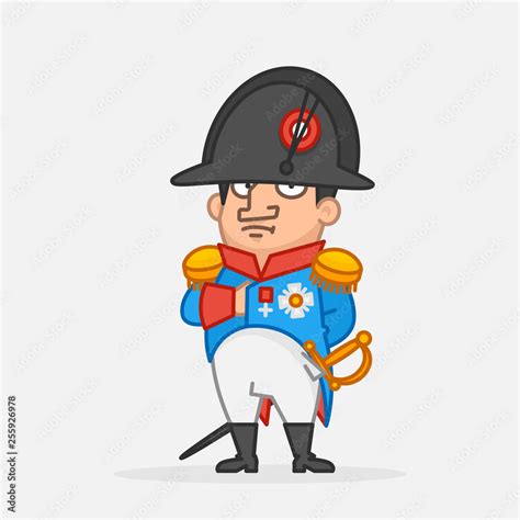 Napoleon Bonaparte holds hand on chest. Funny character Stock Vector ...