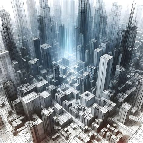 Cyber City Concept Art Architecture, Illustration 3D. Stock ...