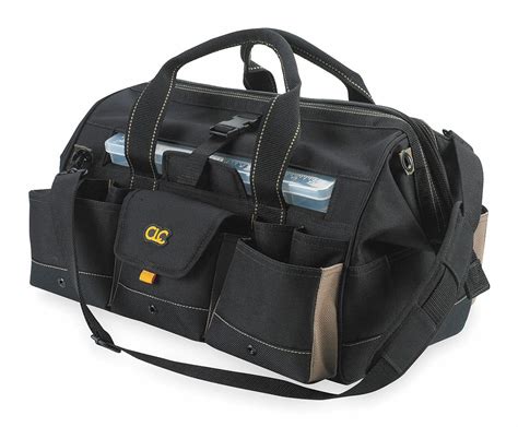 CLC Tool Bag: Polyester, 37 Pockets, 18 in Overall Wd, 10 in Overall Dp, 11 in Overall Ht, Black ...