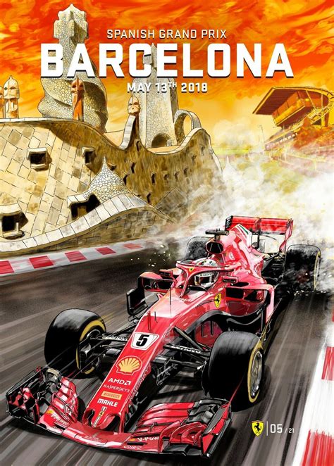 Ferrari F1 Barcelona Spanish Grand Prix 2018 Vintage Racing 22inx17in ...