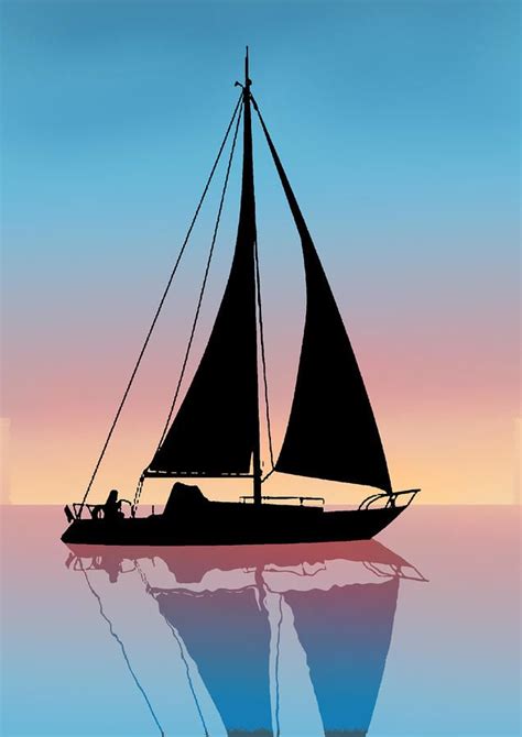 Sails At Sunset Silhouette Painting by Elaine Plesser | Sailboat painting, Sailboat art, Boat ...